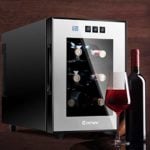 Costway Thermoelectric Wine Cooler Freestanding Cellar Chiller Refrigerator Quiet Compact w-Touch Control 6 Bottle