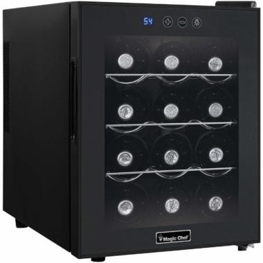 Magic Chef MCWC12B12-Bottle Single-Zone Wine Cooler in Black-45angle