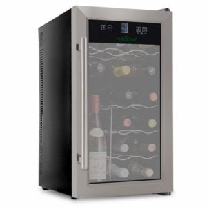 NutriChef PKDSWC18 18 Bottle Dual Zone Stainless Steel Thermoelectric Cooler front