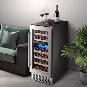 Aobosi dual zone wine fridge is an outstanding, stylish choice to use as a freestanding unit in any room of your home